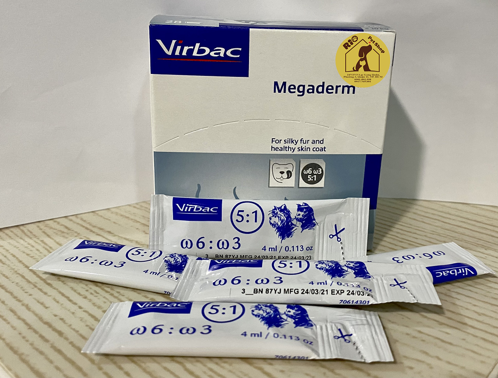 Gel dinh dưỡng mượt lông đẹp da Virbac Megaderm 28 gói