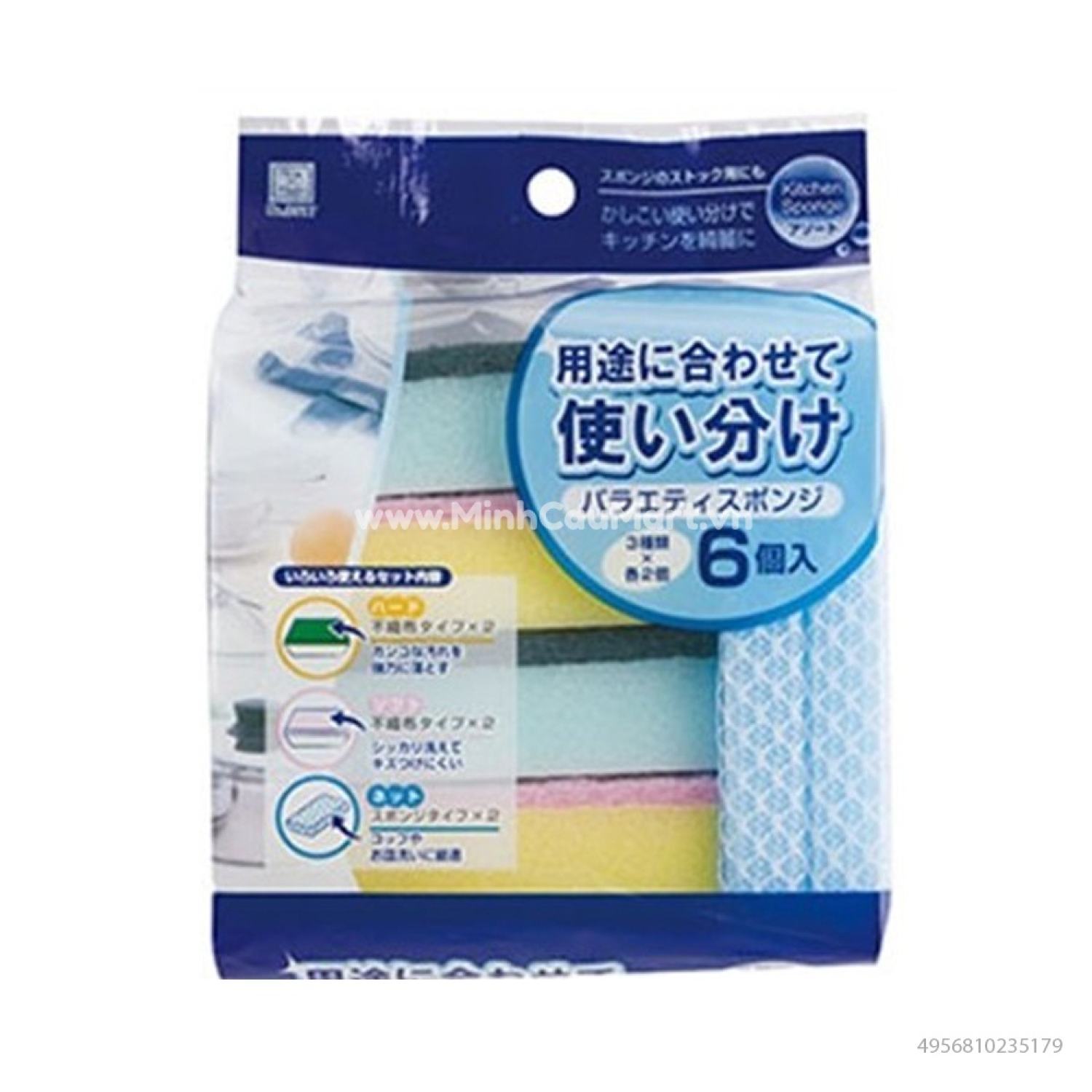 Set 6 miếng mút rửa chén bát nội địa nhật bản - kj home
