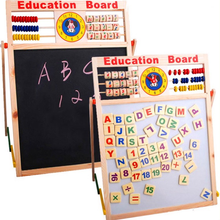 [Voucher 10k]Bảng viết thông minh Edu chữ và số nam châm 2 mặt - đồ chơi giáo dục bằng gỗ