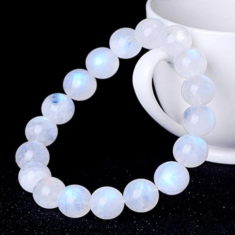 Vòng Tay Phong Thủy Đá Mặt Trăng Dành Cho Nữ - Hợp Mệnh Kim, Mệnh Thủy - Có size 08 ly , 10 ly - Bảo Hành Đá Trọn Đời