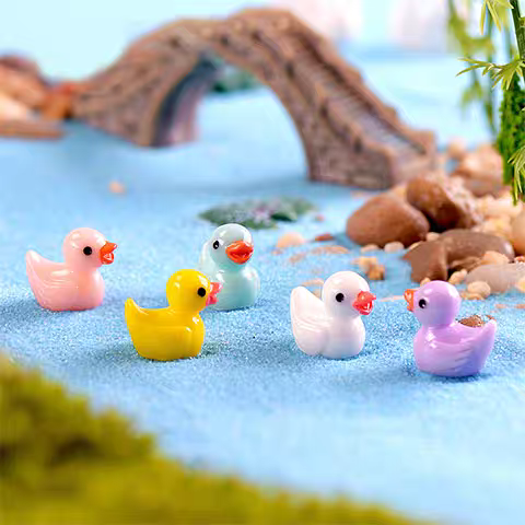 (Set 5 con 5 màu) Mô hình con vịt trang trí tiểu cảnh terrarium M2005