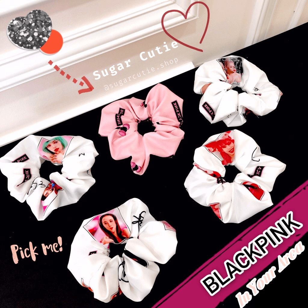 Scrunchies BLACKPINK dành cho BLINKS hình lightstick, Lisa, Jennie, Rose, Jisoo
