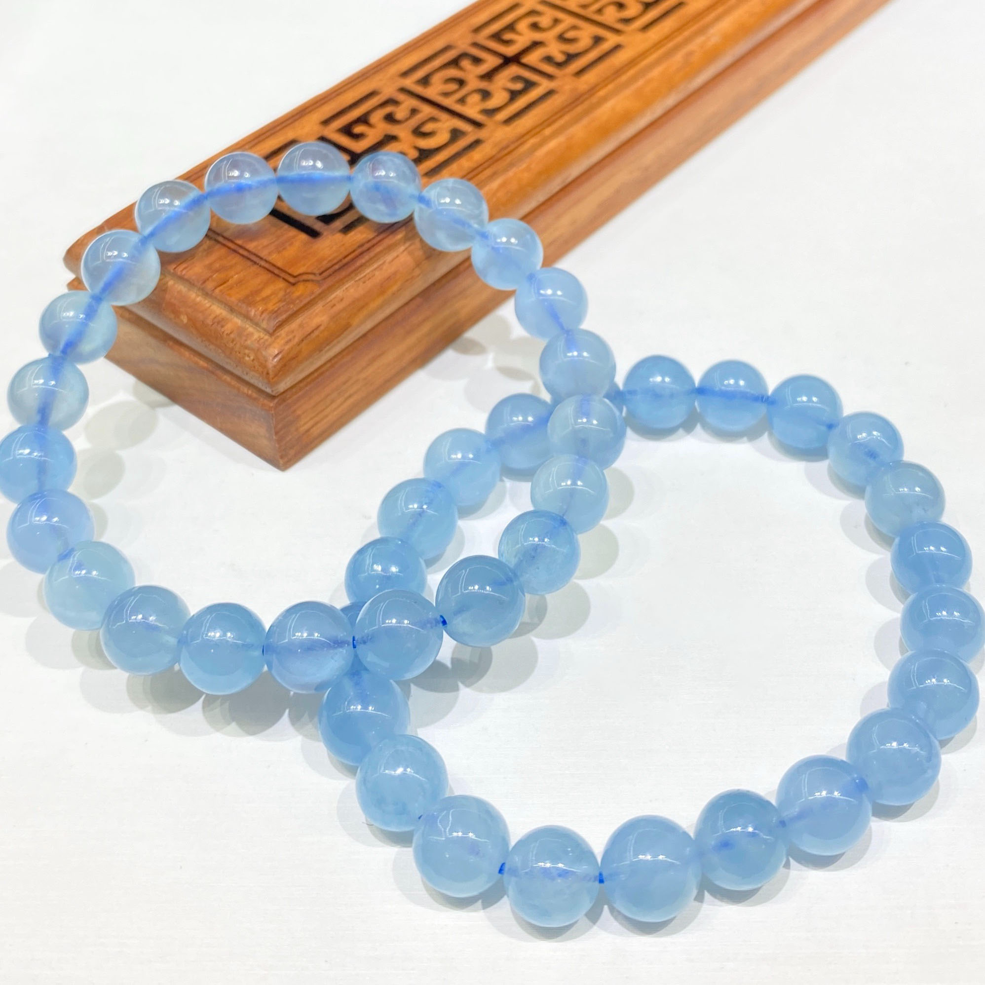 Chuỗi vòng hạt đá Aquamarine tự nhiên dành cho nữ mệnh Thuỷ - mộc- ĐÁ QUÝ QUANG MINH