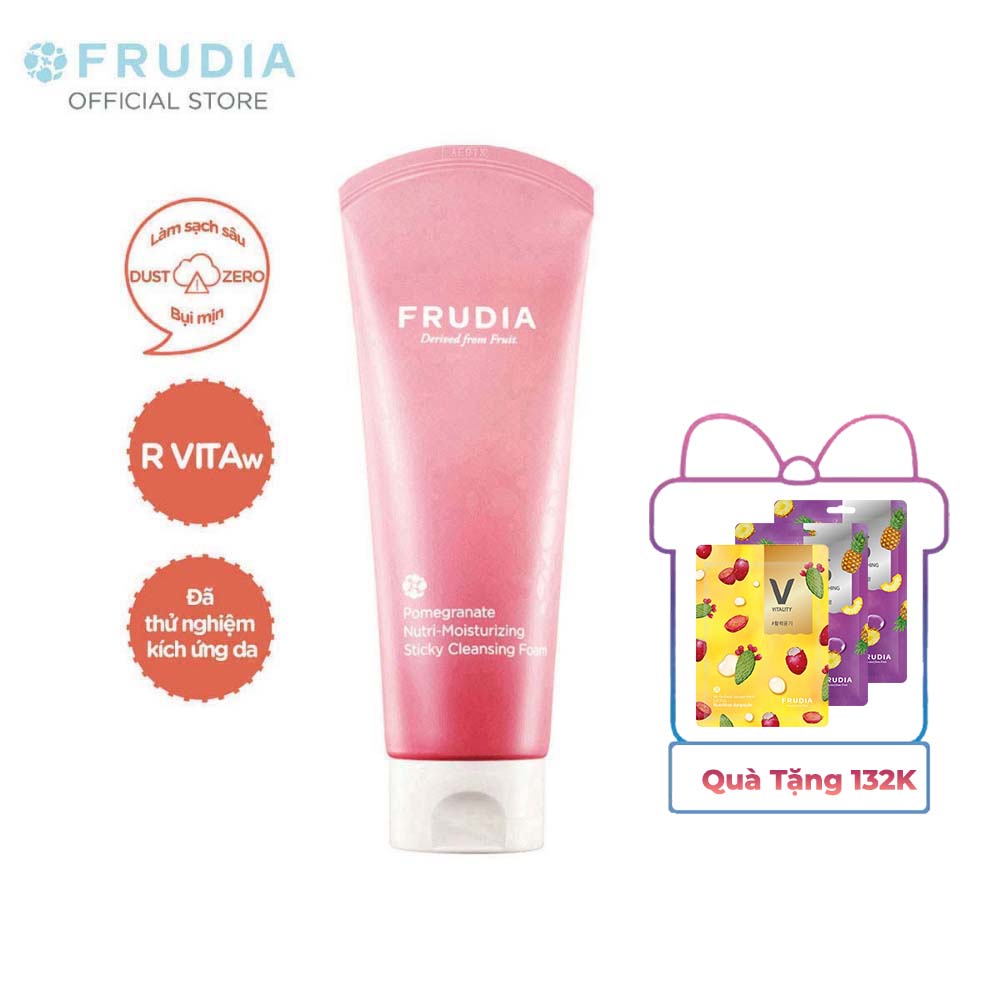 [Tặng 132K]Sữa Rửa Mặt Dưỡng Ẩm Chống Lão Hóa Thạch Lựu Frudia Pomegranate Nutri-Moisturizing Sticky Cleansing Foam 145ml