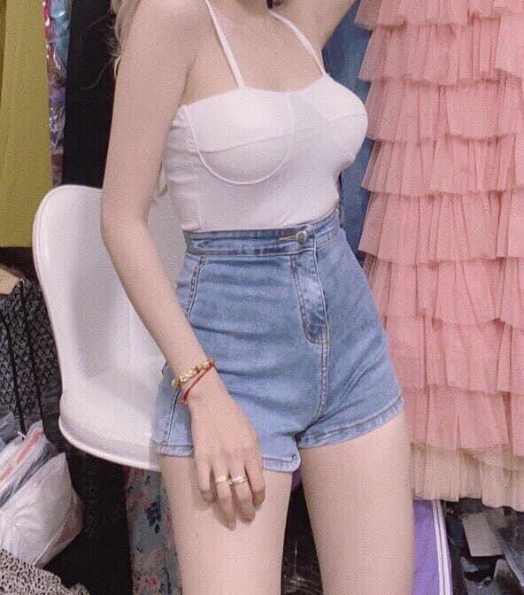 Quần short jean nữ - quần sort jean nữ - quần sọt jean nữ chất bò dày dặn siêu co giãn, lưng siêu cao qsm10