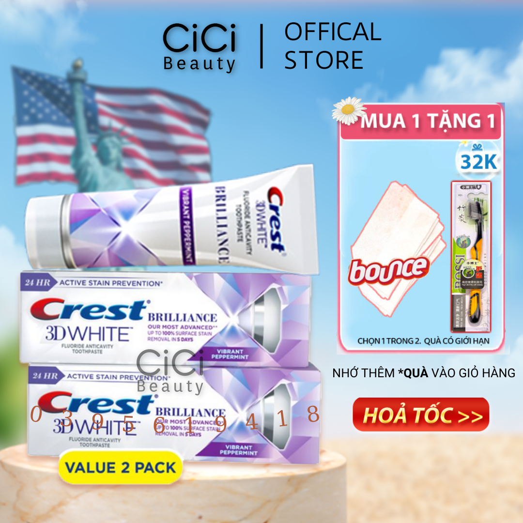Combo 3 tuýp kem đánh răng crest 3D White Brilliance - 3 pack