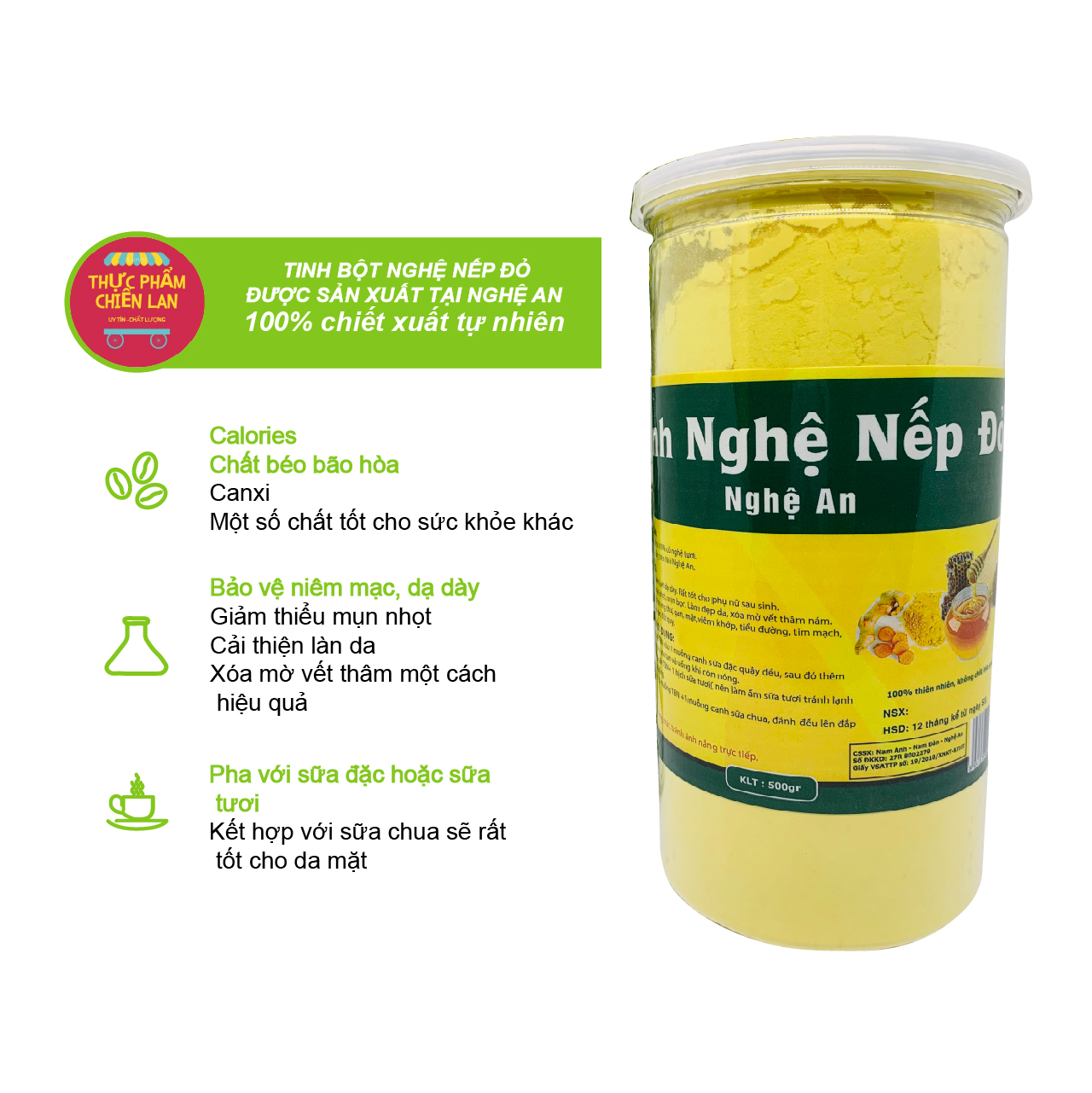 Tinh bột nghệ nếp đỏ, đẹp da, mờ vết thâm