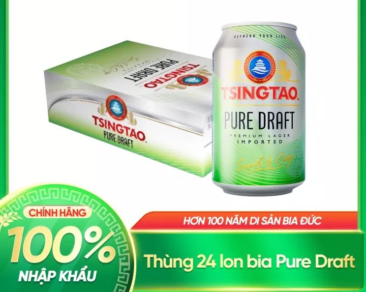 Bia tsingtao pure draft 100% nhập khẩu chính hãng