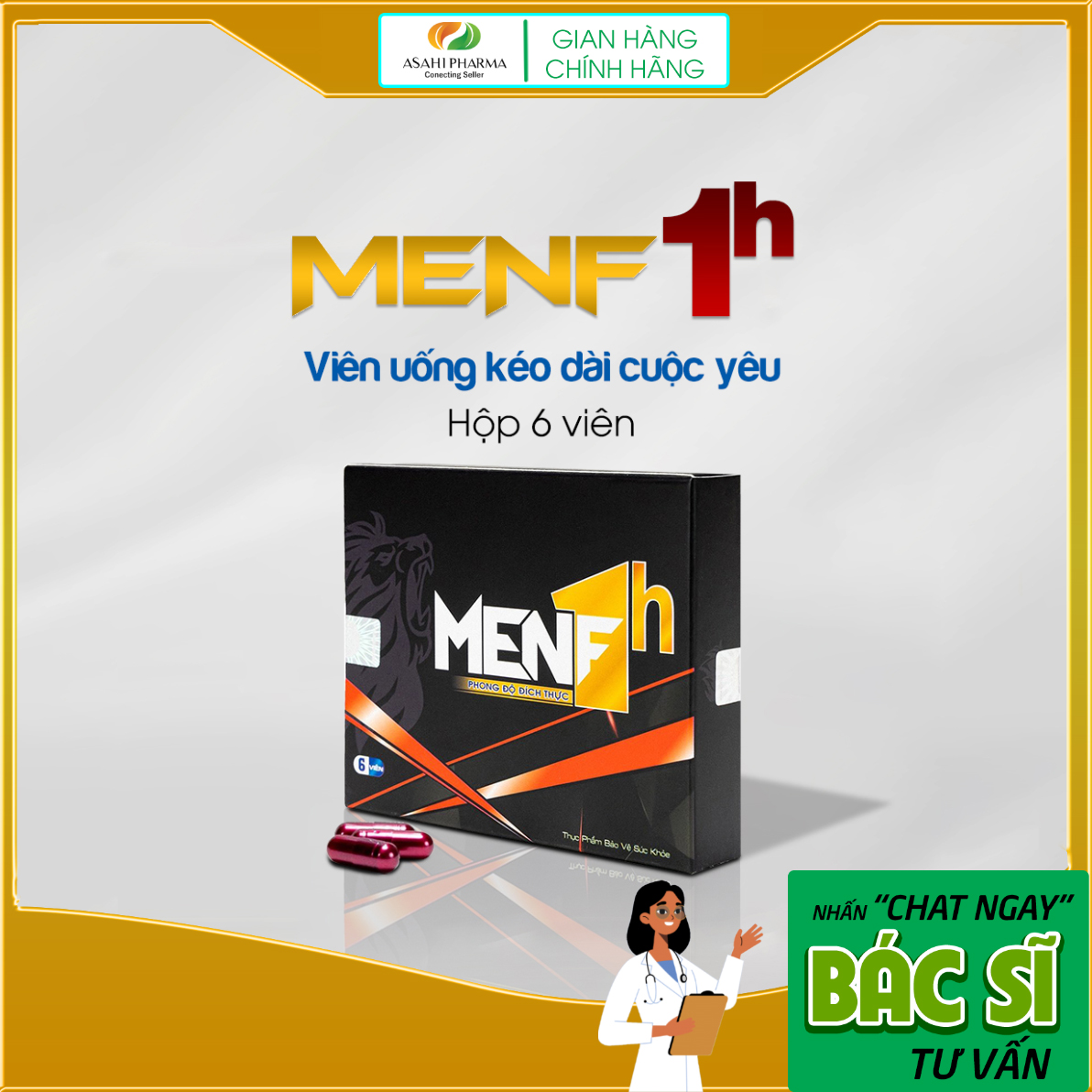 MenF 1h  Viên Uống Tăng Cường Sinh Lý dùng trước 45-60 phút (hộp 6 viên) - Có che tên