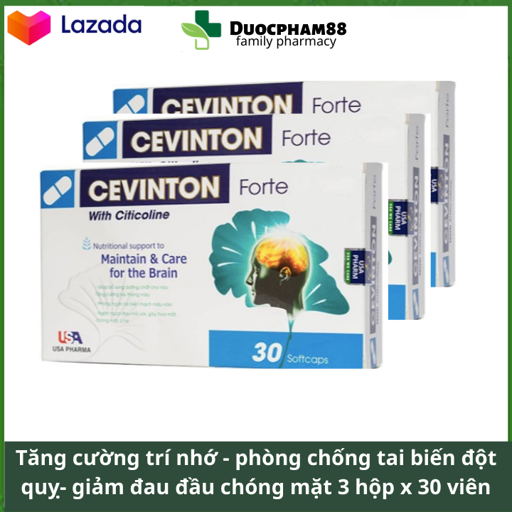 COMBO 3 HỘP VIÊN UỐNG BỔ NÃO CEVINTON FORTE giúp ngủ ngon tăng cường trí nhớ giảm đau đầu chống tai biến đột quỵ