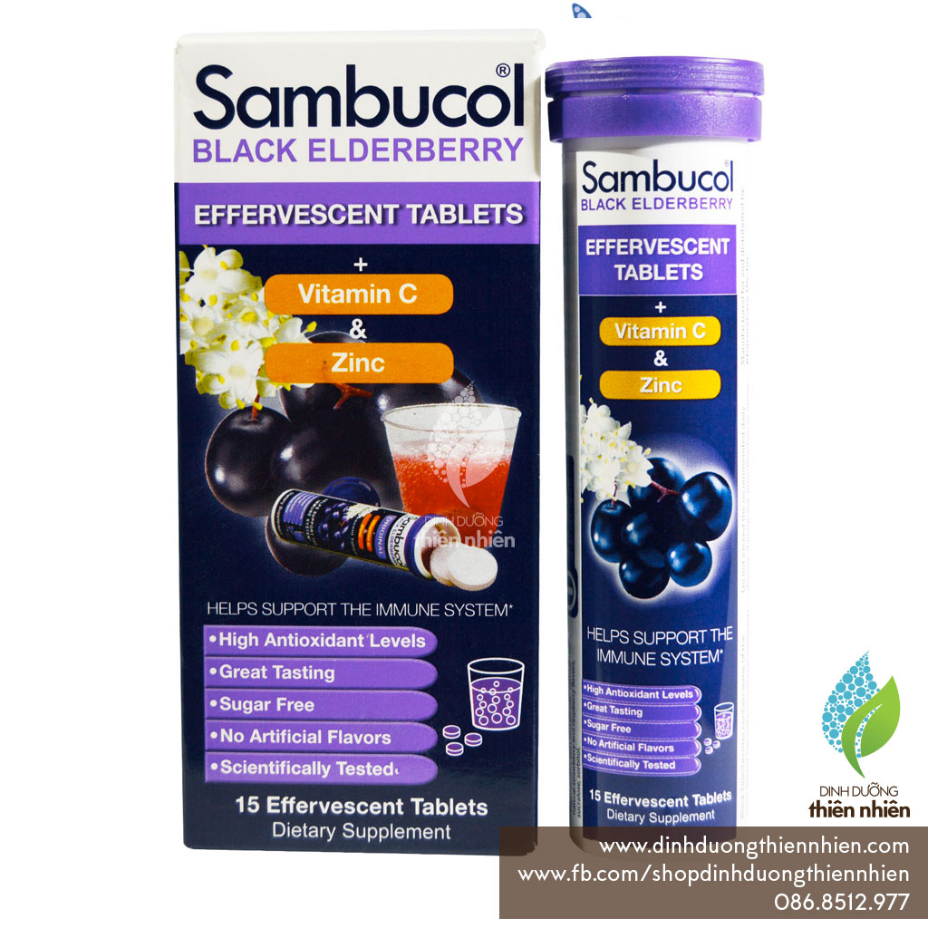 [HCM]Viên Sủi Từ Quả Cơm Cháy Đen Sambucol Black Elderberry