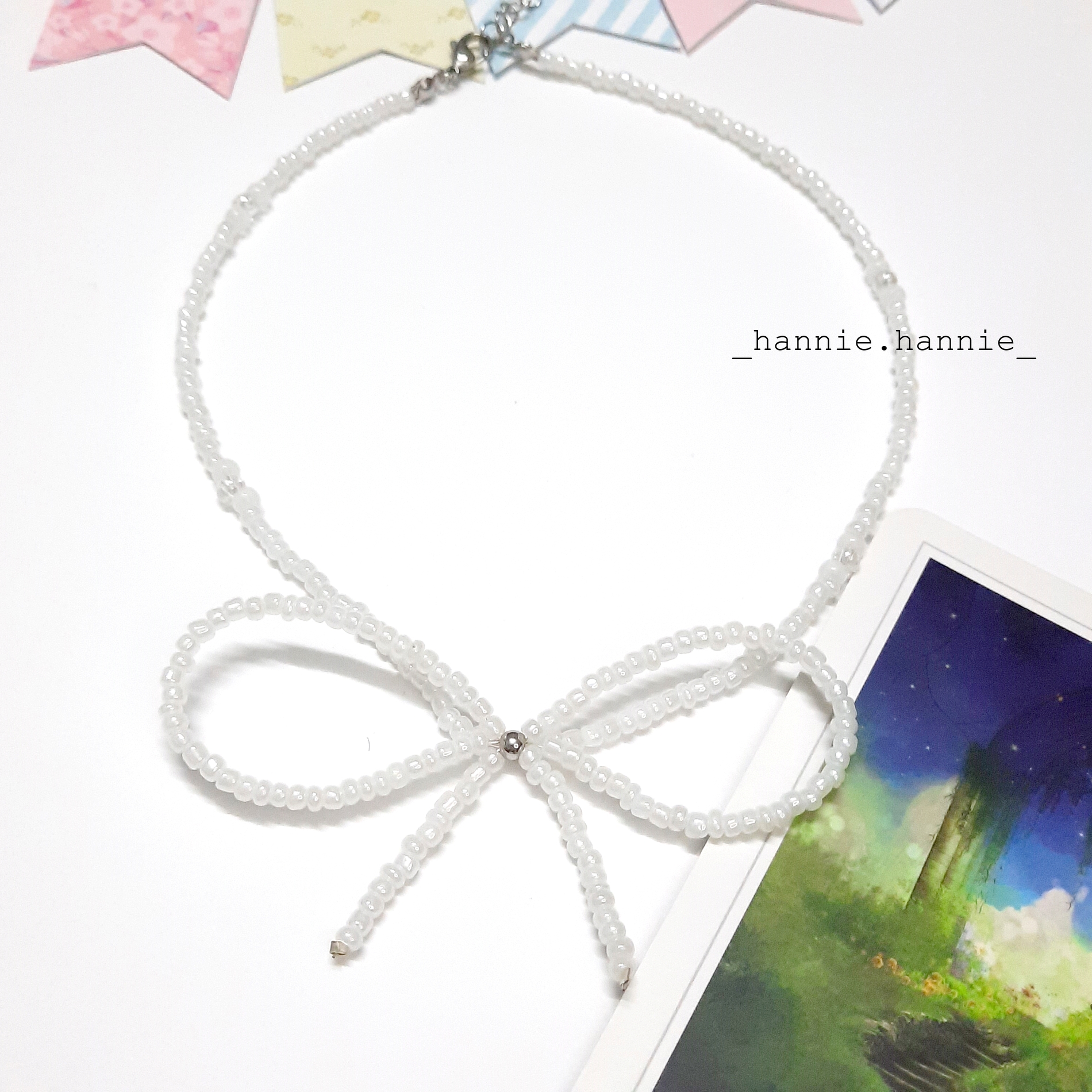 🎀 NƠ 🎀 -  Set vòng cổ vòng tay hạt cườm nhựa handmade (Xanh lá/Xanh dương/Tím/Cam/Hồng)