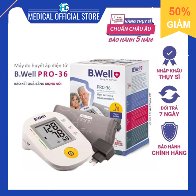 Máy đo huyết áp có giọng nói Tiếng Việt B.Well PRO-36  BWell Thụy Sĩ