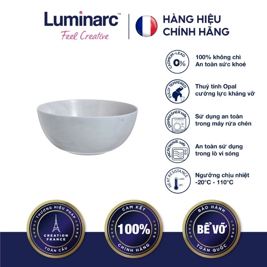 Bộ 6 chén thuỷ tinh luminarc diwali granit marble 12cm - ludip9837