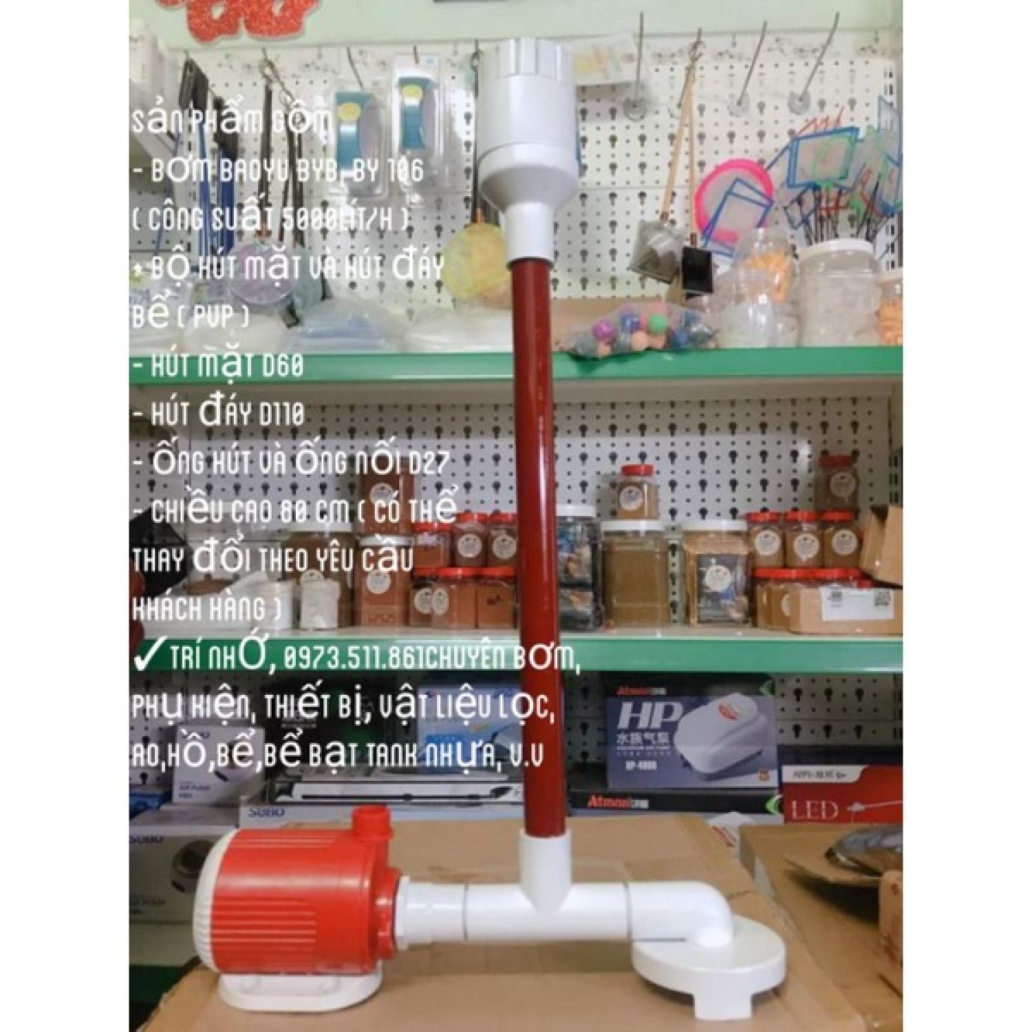 Bơm baoyu byb, by 106 + bộ hút mặt và hút đáy cho bể và hồ cá