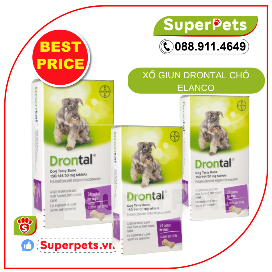 1 viên thuốc sổ giun drontal cho chó elanco superpets việt nam