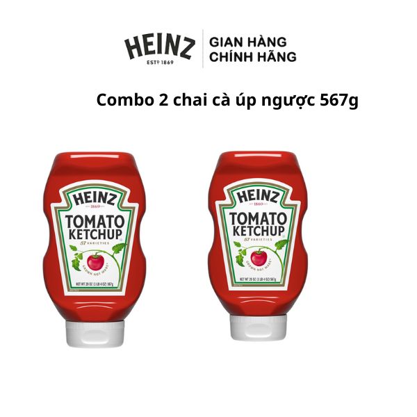 Combo 2 chai tương cà chua úp ngược heinz 567g nguyên chất, không chất bảo quản