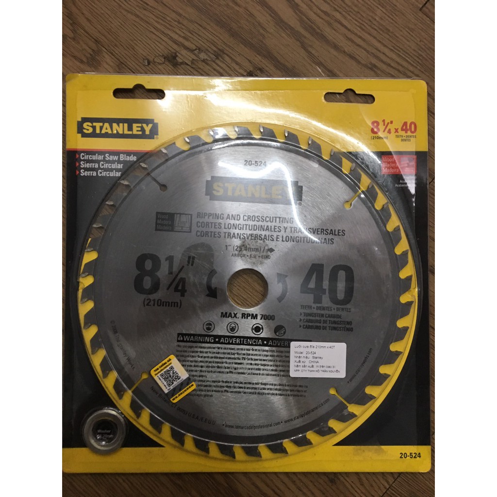 Lưỡi cưa đĩa 210mm x 40t stanley 20-524