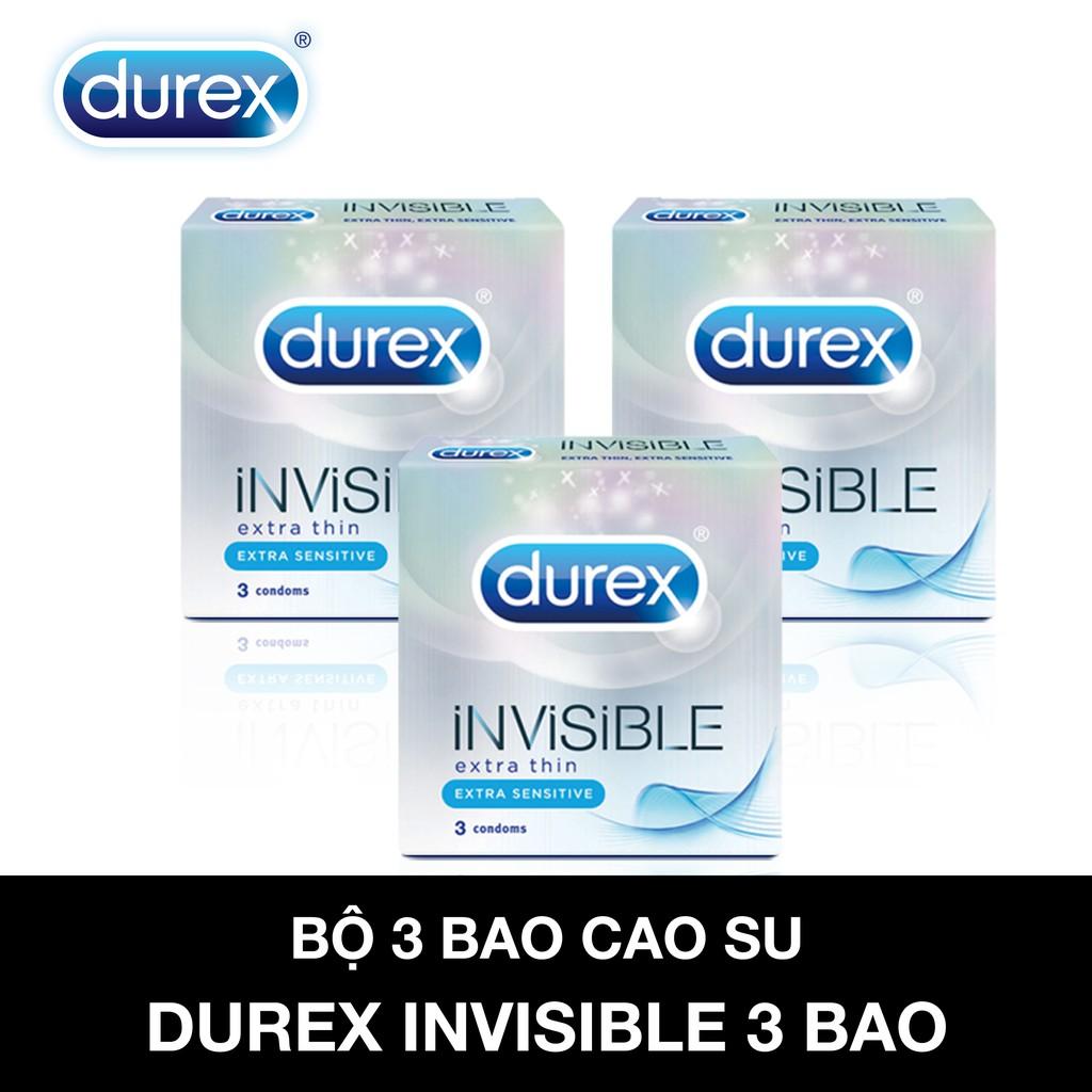 Cobo 3 hộp bao cao su siêu mỏng durex invisible hộp 3c
