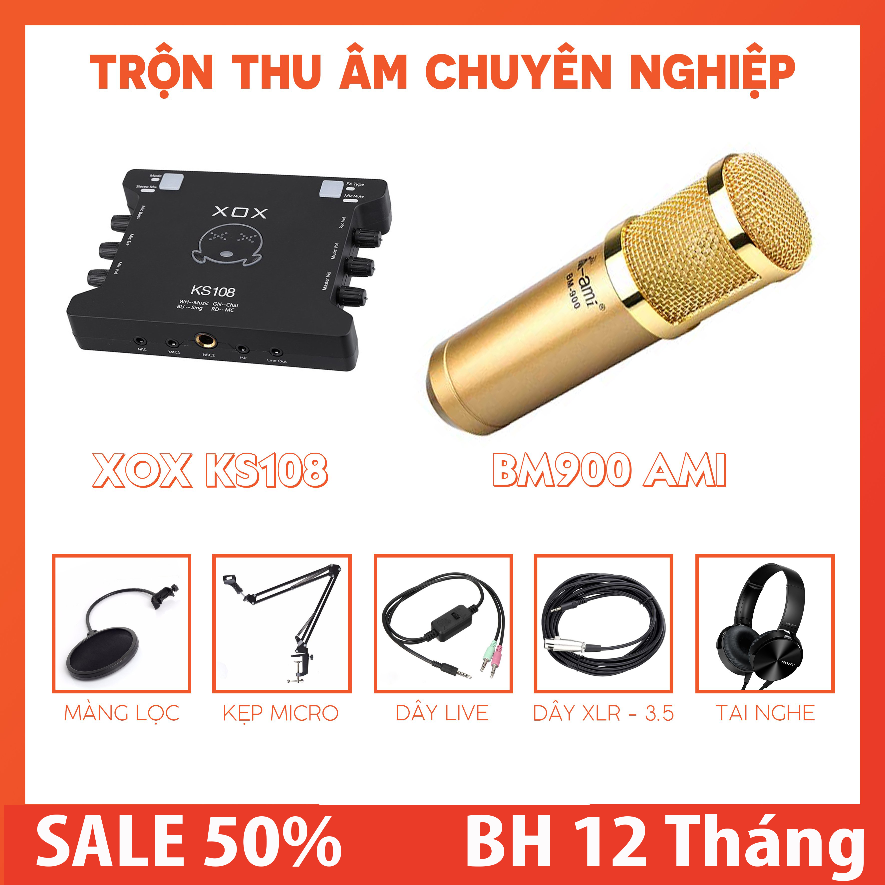 [HCM][ Phiên Bản Quốc Tế ] Trọn Bộ Micro Thu Âm Live Tream Hát Karaoke BM-900 Sound Card XOX KS108 Chất Lượng Cao Micro Cực Hút Âm Độ Nhạy Cao Nhiều Tính Năng Thu Âm Chuyên Nghiệp Chuẩn Phòng Thu Tặng Kèm Tai Nghe Sịn  BH 12Tháng
