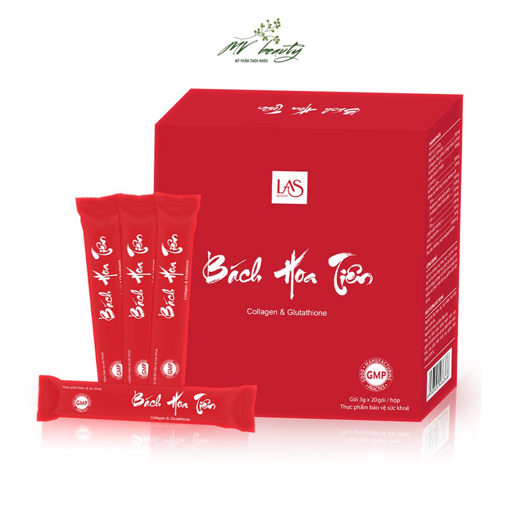 [HCM][Chính Hãng] Bách Hoa Tiên Las Beauty làm đẹp da, săn chắc vòng 1, giảm khô hạn - Cốm uống 20 gói - evashop69 lưu nét thanh xuân