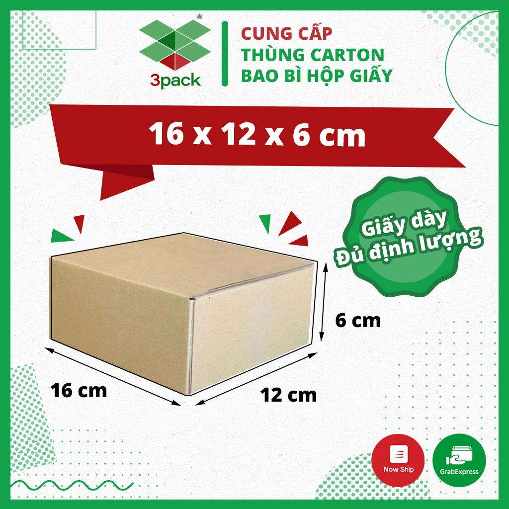 [HCM][16x12x6] 15 Thùng Hộp Carton Đóng Gói Hàng 3HNT1501 - Giấy Dày Cứng Cáp Đủ Định Lượng - Thùng Đóng Hàng Vận Chuyển