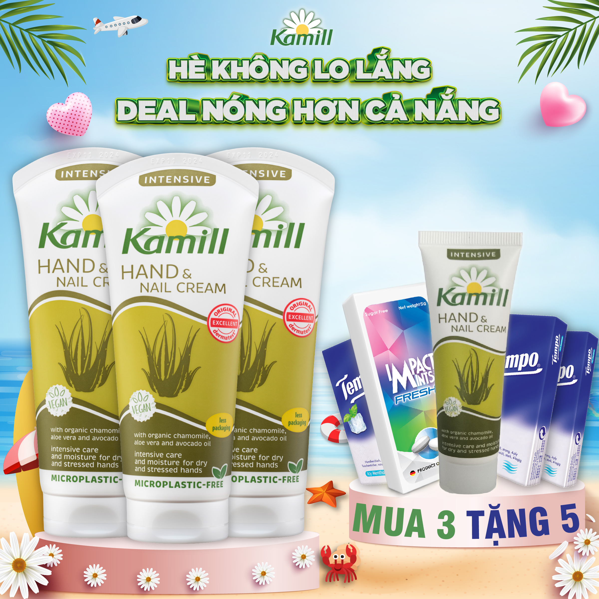Combo 3 tuýp Kem dưỡng da tay và móng tay Kamill Hand & Nail Cream Intensive 100 ml