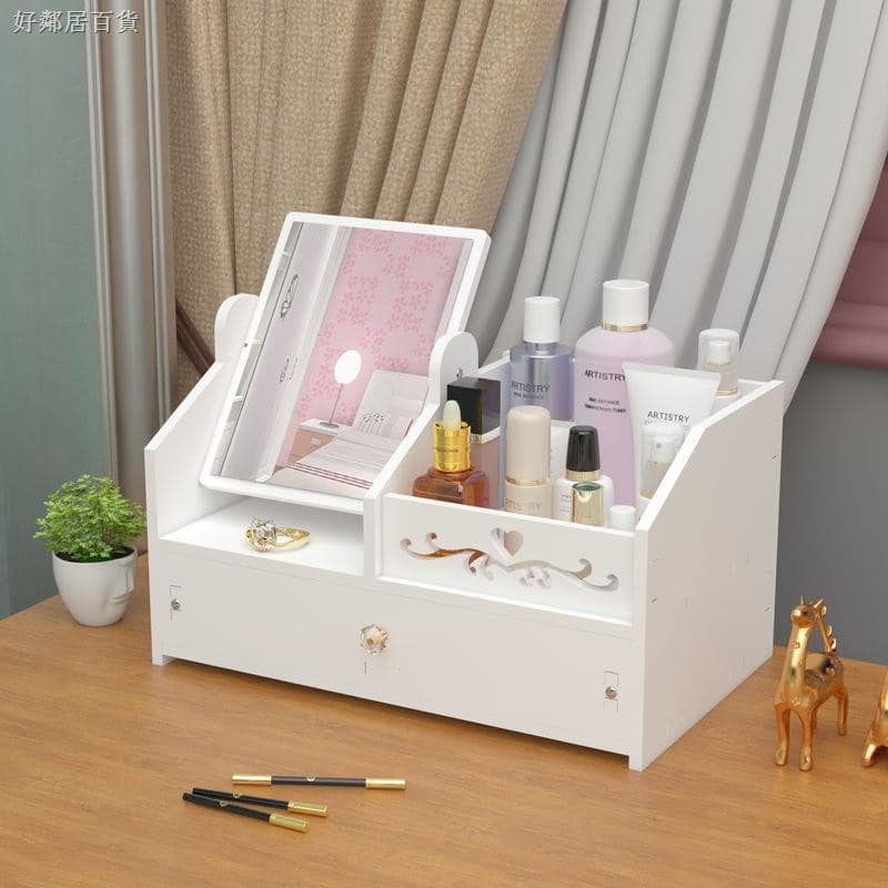 Kệ Đựng Đồ Trang Điểm Có Gương, Kệ Đựng Mỹ Phẩm Cao Cấp Bằng Gỗ (Hàng Cao Cấp)