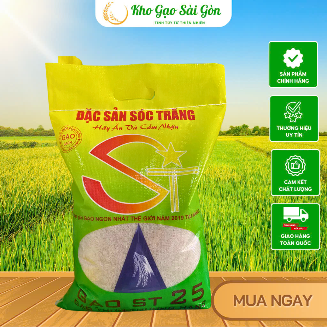 Gạo ST25 (LOẠI 2) Dẻo, Thơm, Hương Vị Ngọt Dẻo Đặc Biệt – Kho Gạo Sài Gòn