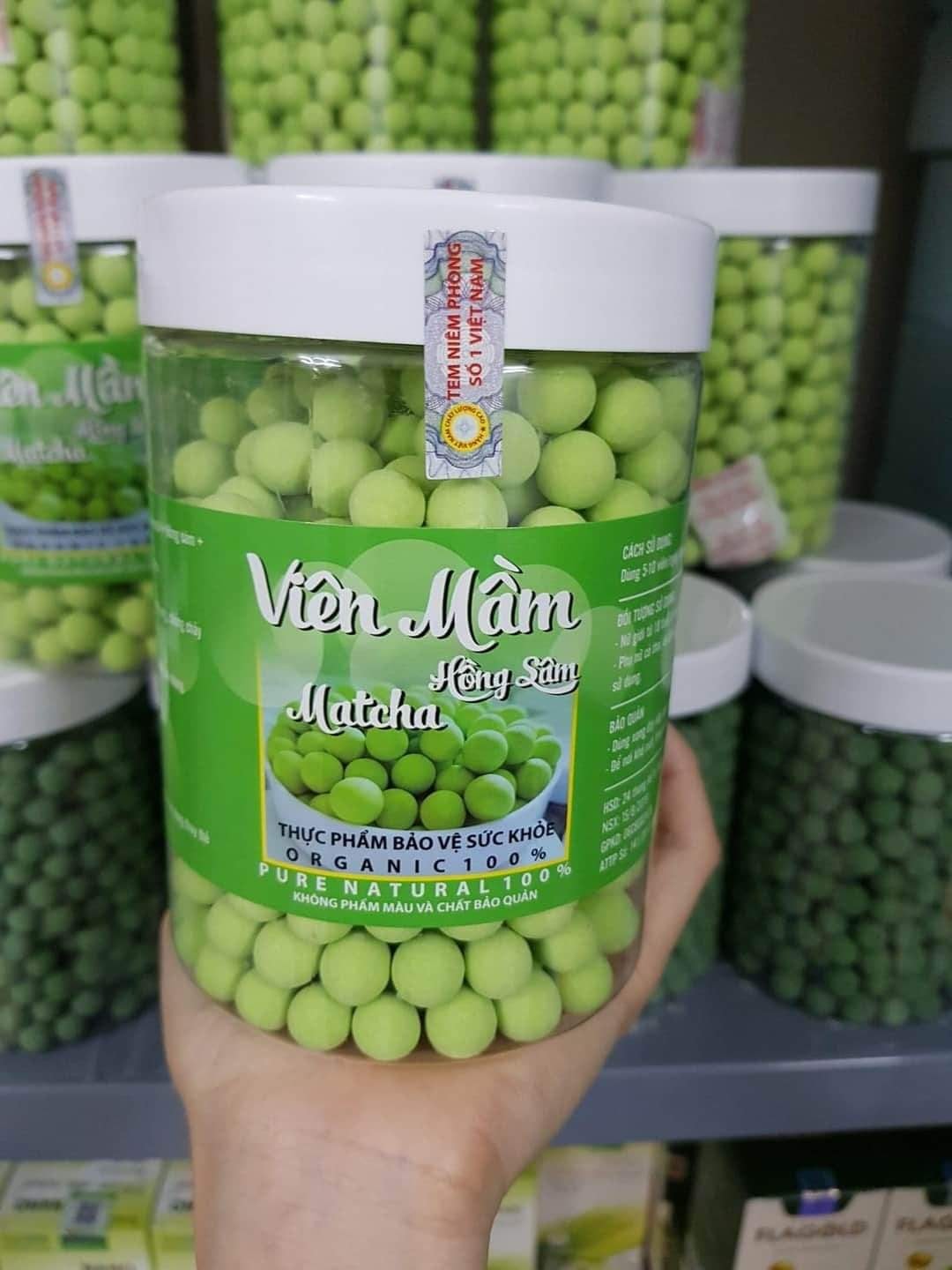 [HCM](1 hộp 500gr) Viên mầm đậu nành hồng sâm matcha tăng vòng 1 đẹp da tăng sinh lý nữ