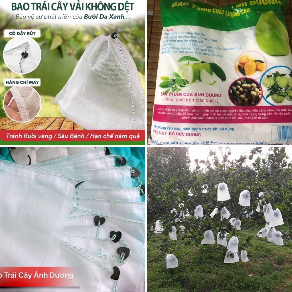 Bộ 50 túi bọc trái cây (bọc bưởi diễn, nhãn, xoài...) KT30x30, túi bao trái hàng chất dày đẹp, loại 