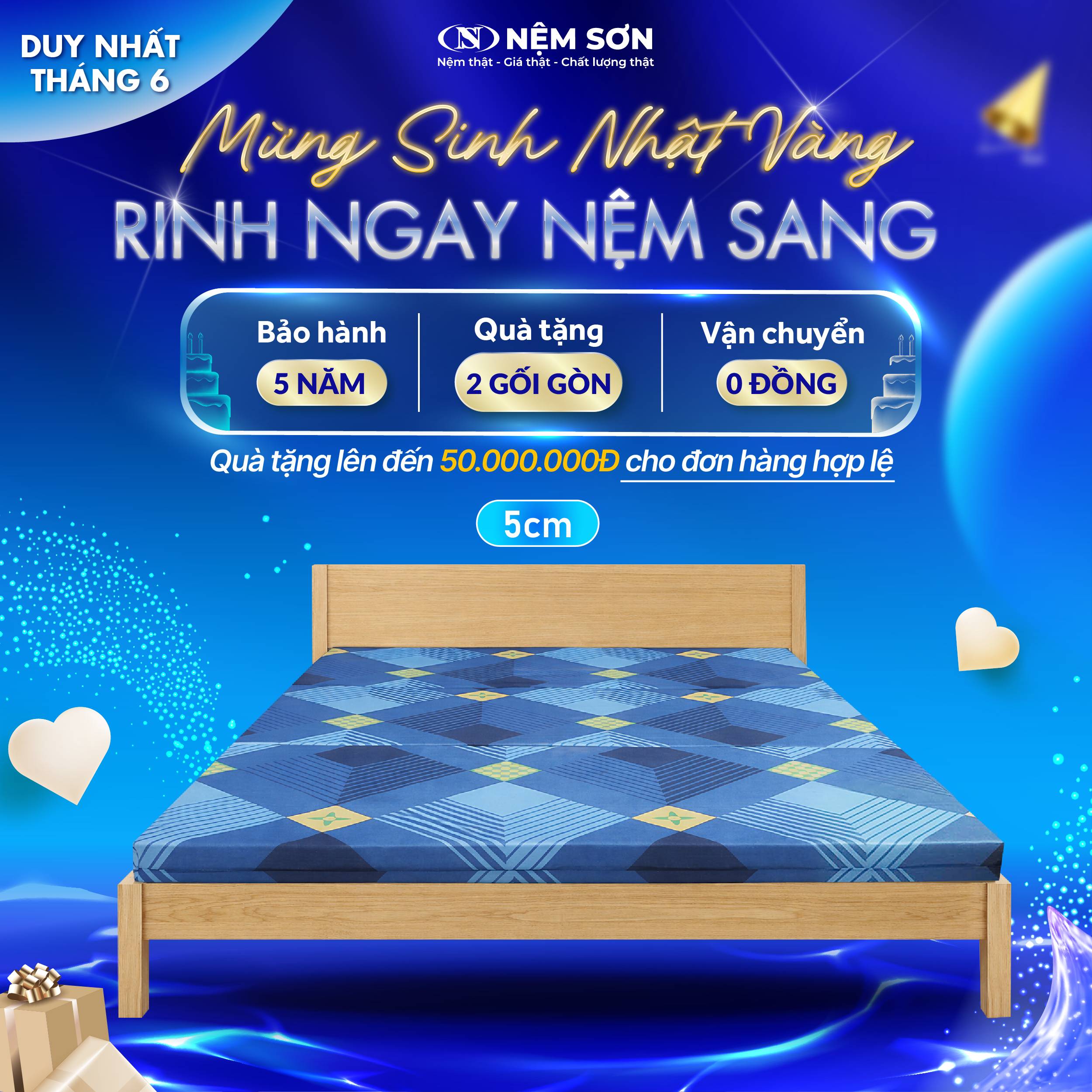 Nệm bông ép 5cm – nằm êm, mát lưng, không đau cột sống! Gấp gọn tiện lợi – giá tốt