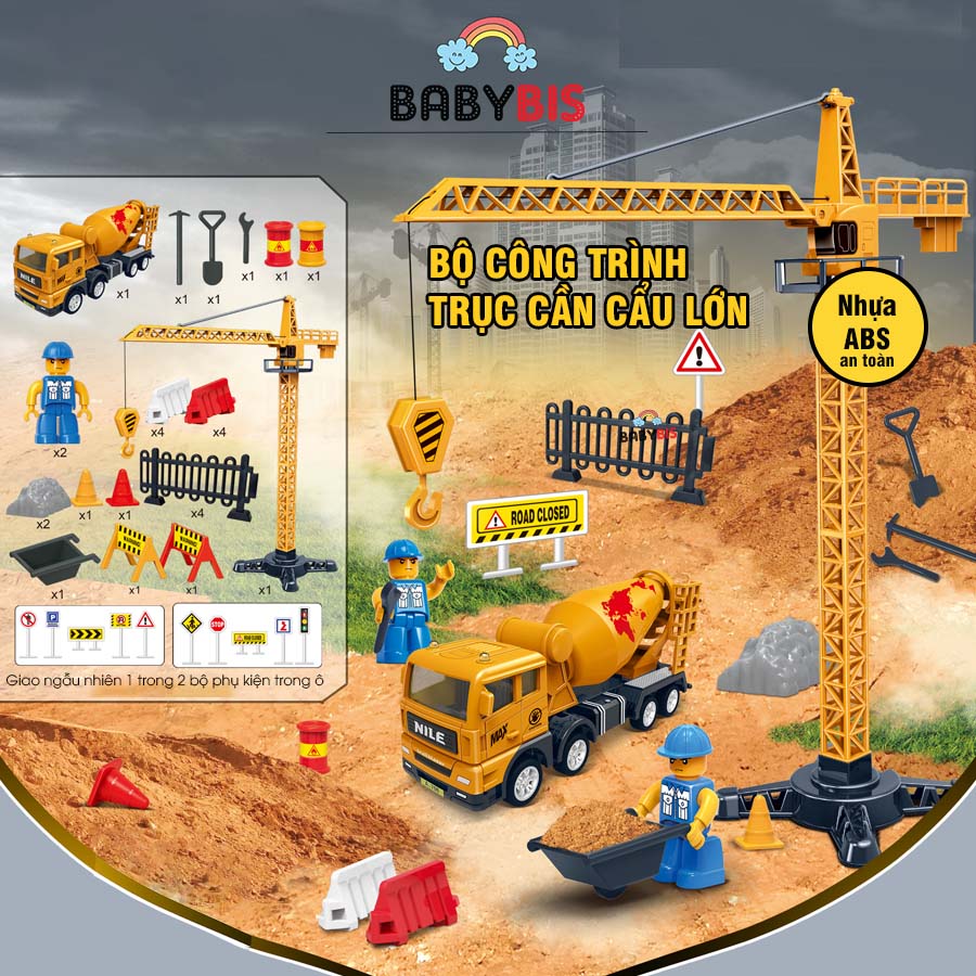 Đồ chơi mô hình xe công trình xây dựng cho bé, xe cứu hỏa, xe rác, xe nông nghiệp nhựa ABS an toàn, bền đẹp rất nhiều loại xe kiểu dángBabybis - 8