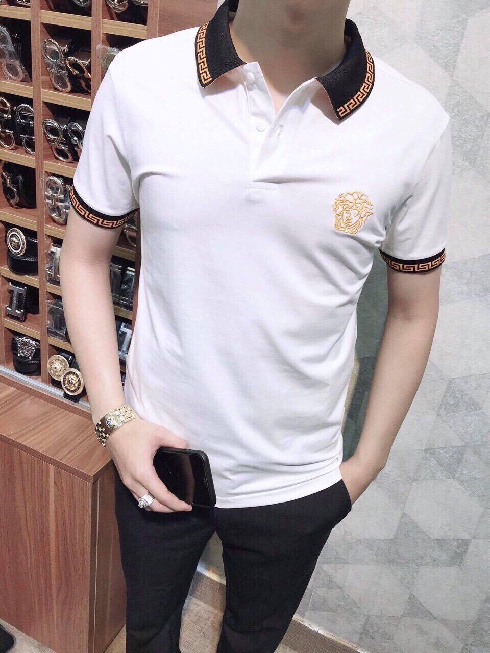 Áo thun cổ bẻ nam, áo form body nam tính