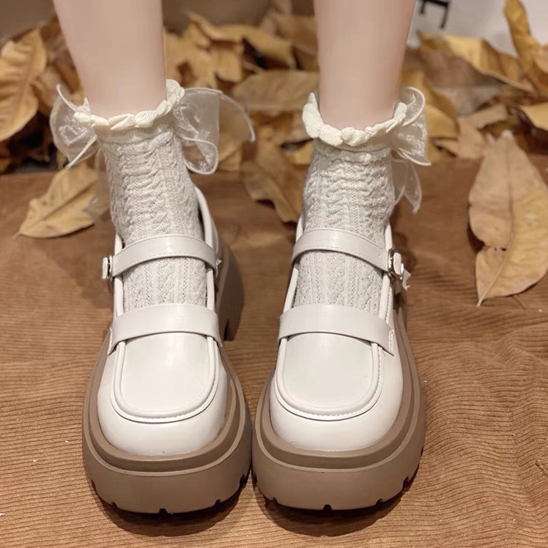 Giày oxford nữ đế cao 5cm chất da mềm phối đế nâu