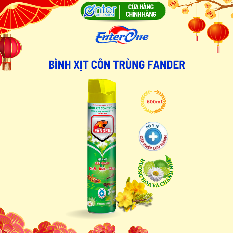   Hàng Chính Hãng  Bình xịt côn trùng Fander 600ml mùi hương hoa và chanh nhẹ. Chai xịt xua đuổi muỗi kiến gián diệt côn trùng nhanh chóng an toàn 