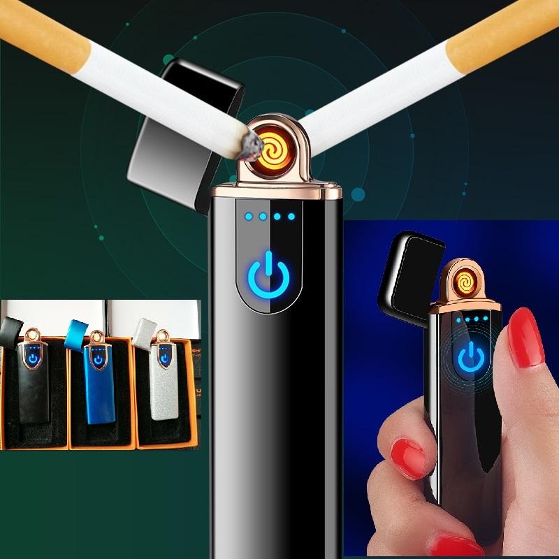 Bật lửa điện cảm ứng vân tay sạc USB, bật lửa usb, hột quẹt điện, bật lửa điện sạc usb, hộp quẹt 518