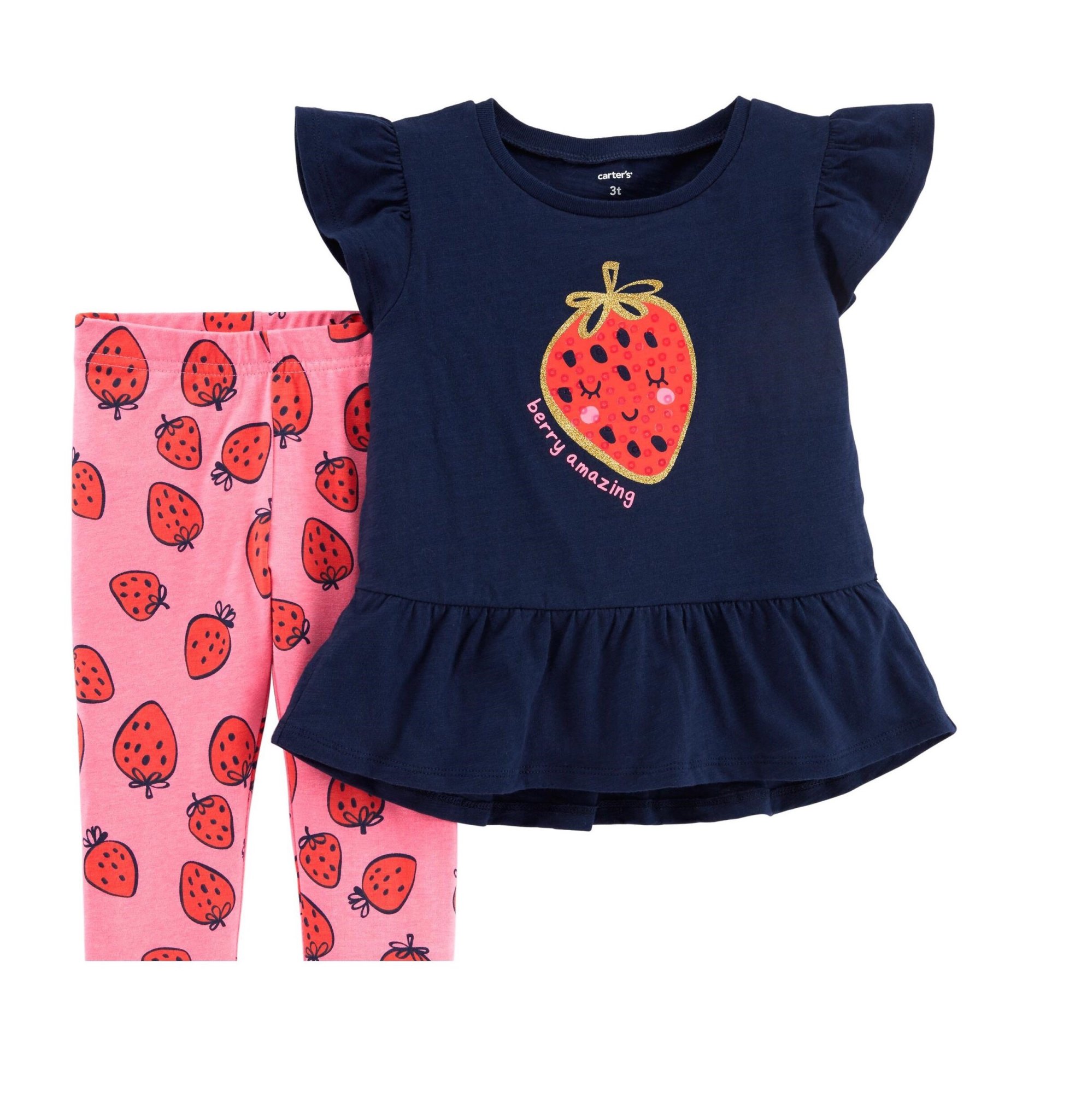 Set áo váy quần legging lửng bé gái Carter