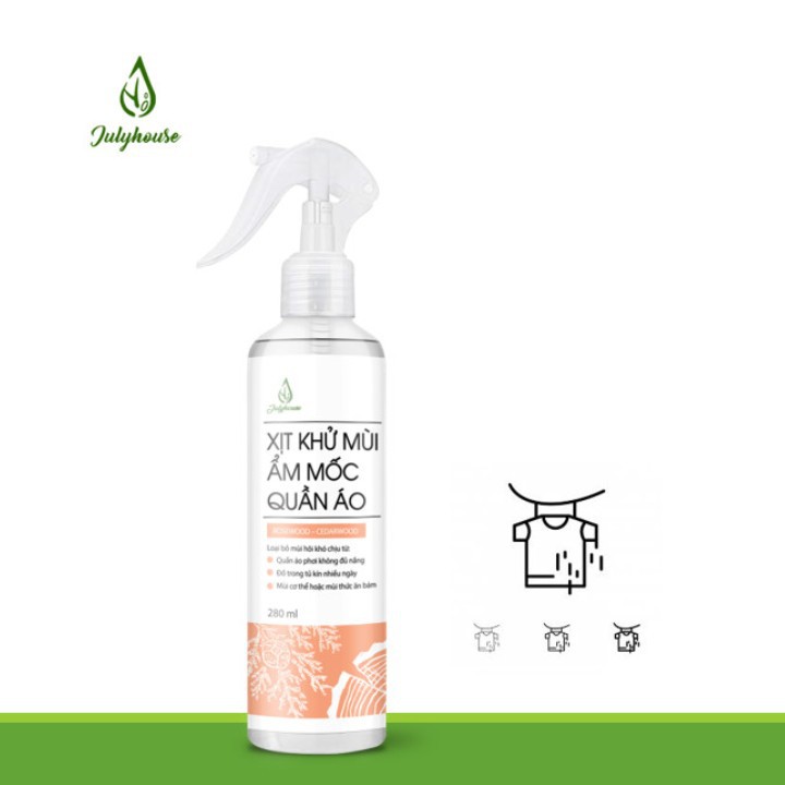 Xịt thơm quần áo Tuyết Tùng 280ml JULYHOUSE khử mùi ẩm mốc -CIRINO