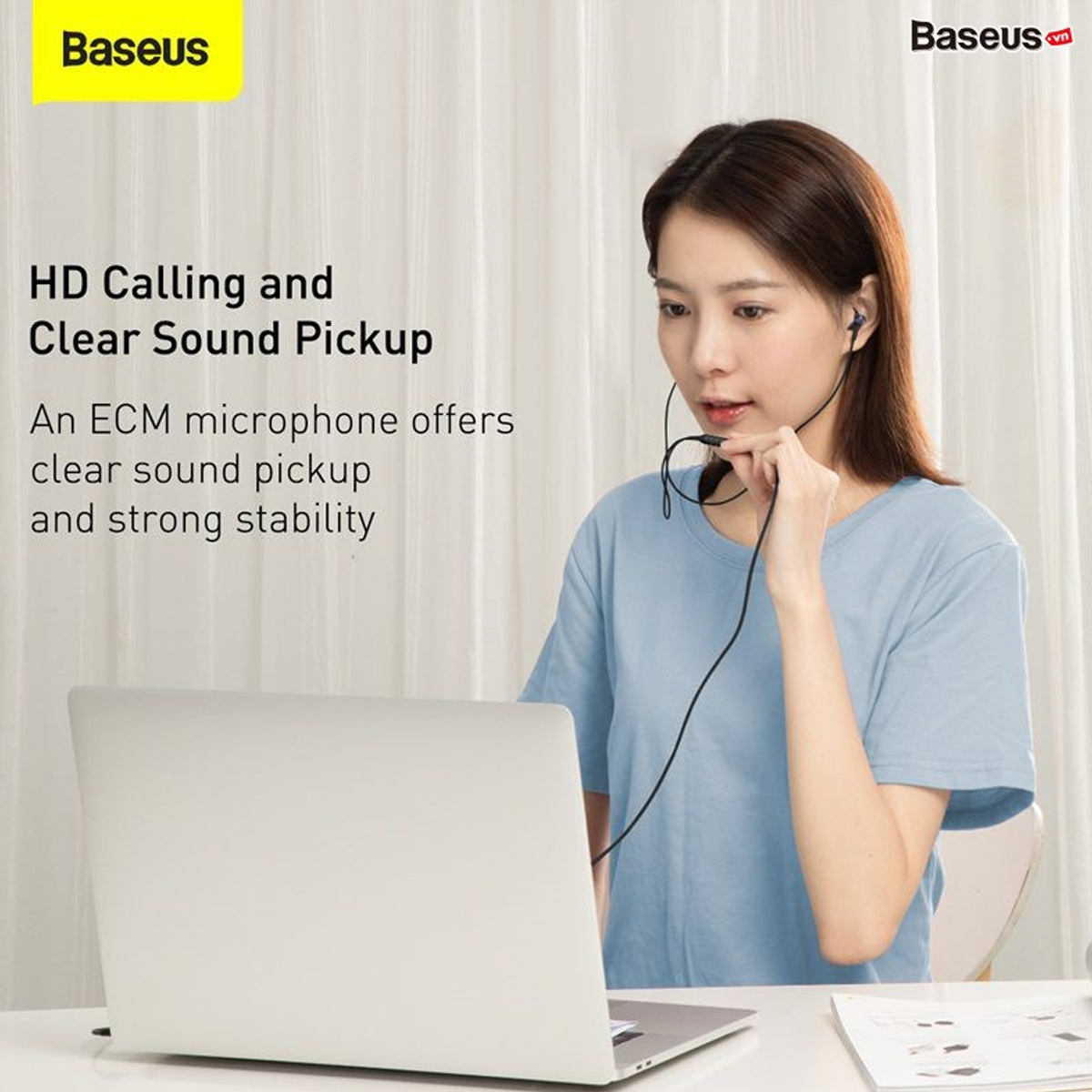 Tai nghe Baseus H19 jack cắm 3.5mm mic đàm thoại và điều chỉnh âm lượng