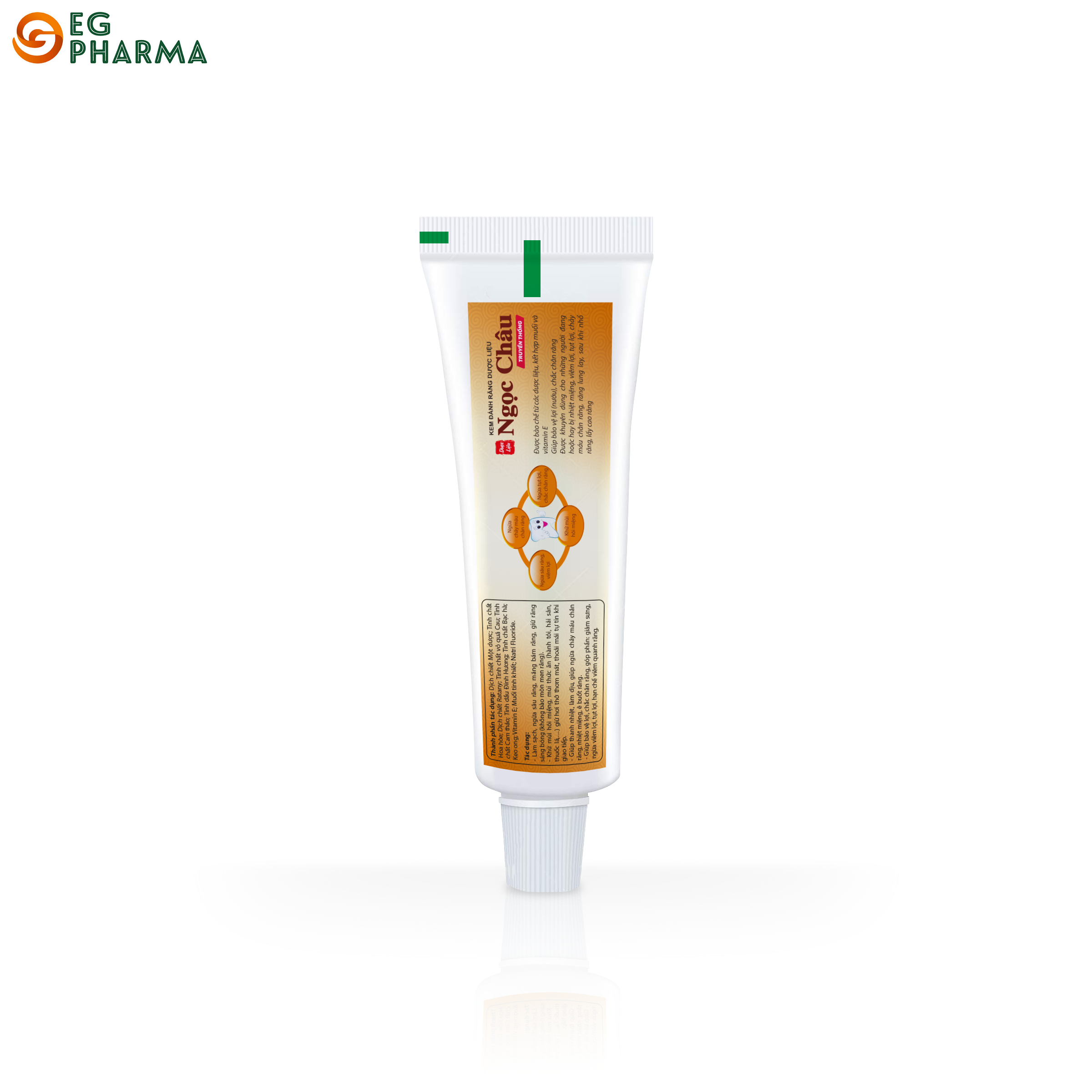 Kem đánh răng dược liệu Ngọc Châu truyền thống - Lốc 12 tuýp x 20g - NC1-04, làm trắng răng, xuất xứ Việt Nam