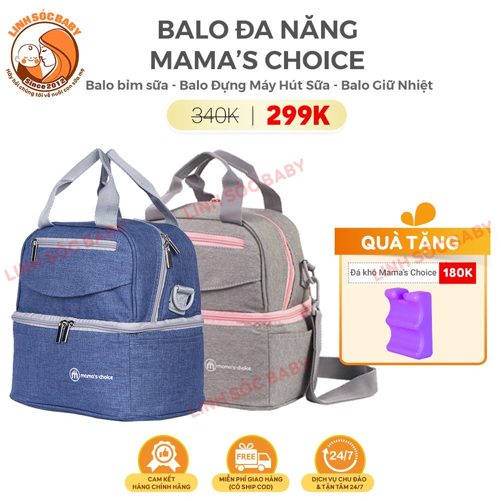 Balo bỉm sữa đa năng cao cấp Mama’s choice, Balo giữ nhiệt bảo quản sữa mẹ, vừa giữ ấm vừa giữ lạnh
