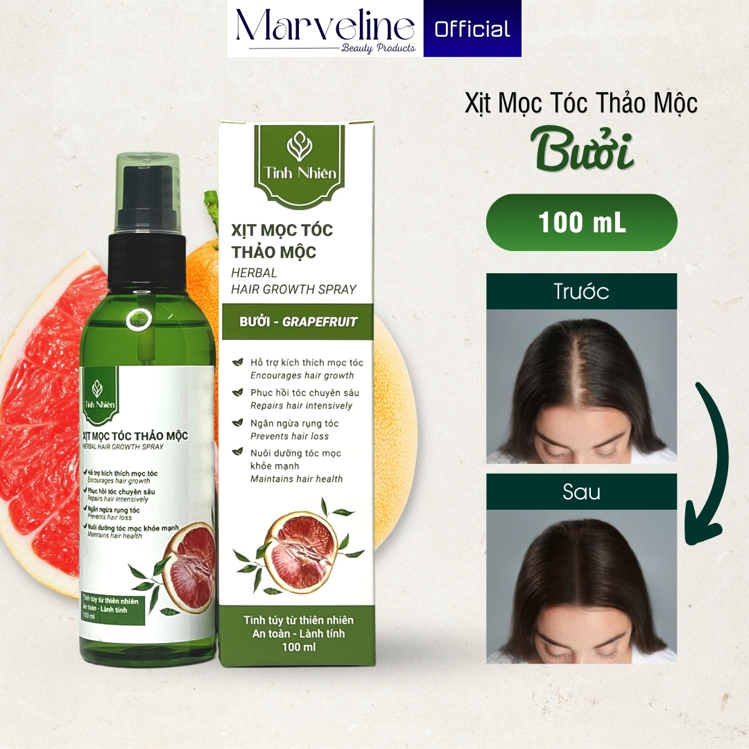 Xịt Mọc Tóc Bưởi Tinh Nhiên kích thích mọc tóc, giảm rụng tóc mạnh mẽ