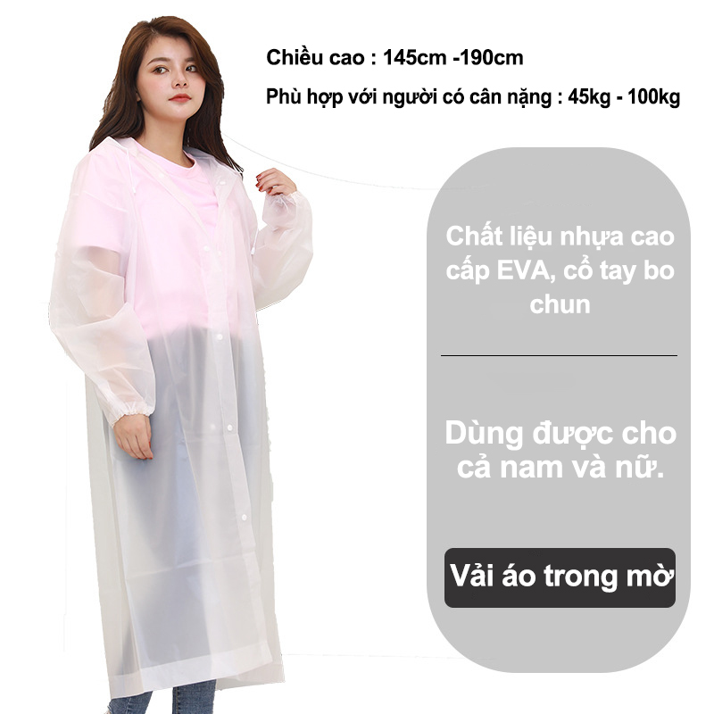 ÁO MƯA NGƯỜI LỚN CHẤT LIỆU NHỰA EVA DÀY DẶN, TAY BO CHUN, ÁO MƯA ĐI BỘ, DU LỊCH