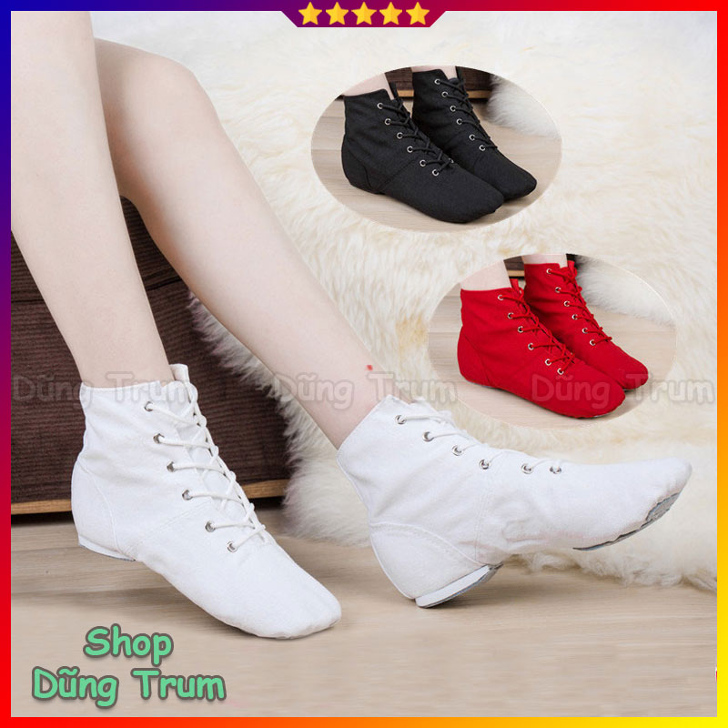 Giày múa bale cao cổ đệm da lộn phần gót và mũi cực êm