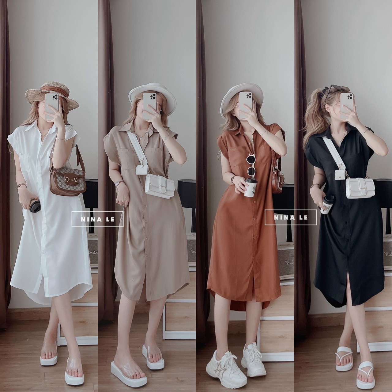 Đầm sơ mi dáng suông mẫu mới siêu sang chảnh.