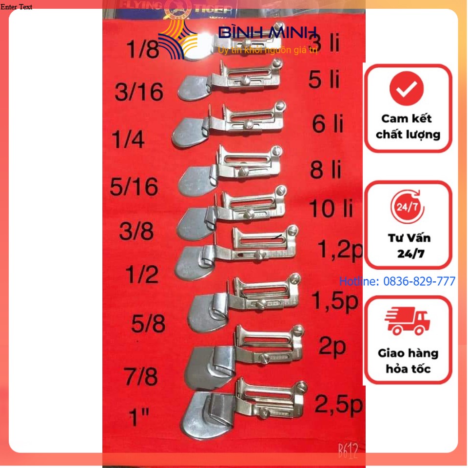 Cữ cuốn gấu, cuốn lai áo, lai quần, cuốn biên máy may 1 kim công nghiệp