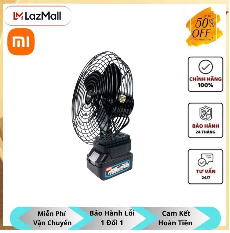 Quạt Tích Điện dùng Pin Dùng 8H, quạt cầm tay Quạt Makita, Quạt Để Bàn Tích Điện 2 Cấp Độ Gió Siêu Mát