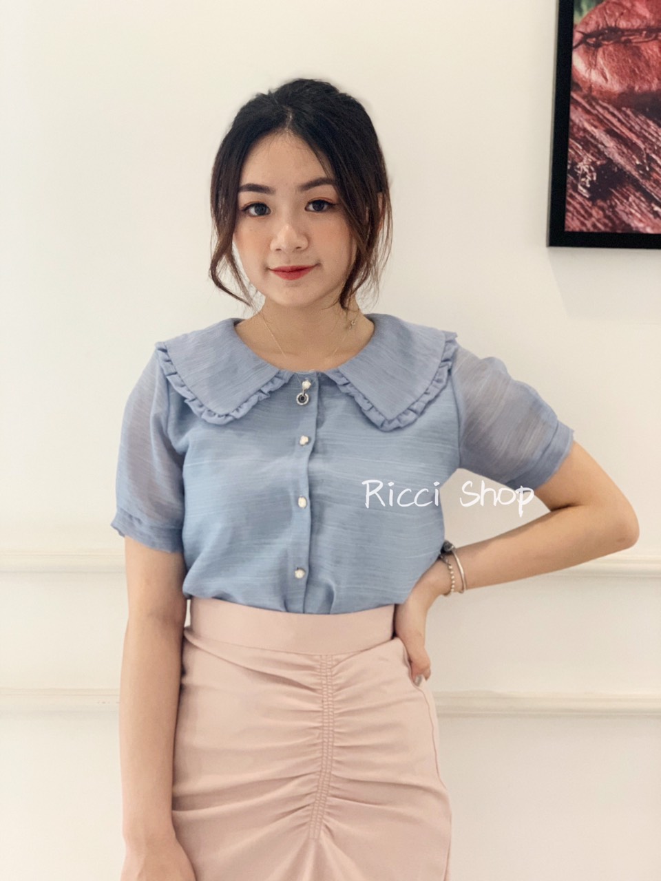 Áo sơ mi cổ viền bèo a200 riccishop