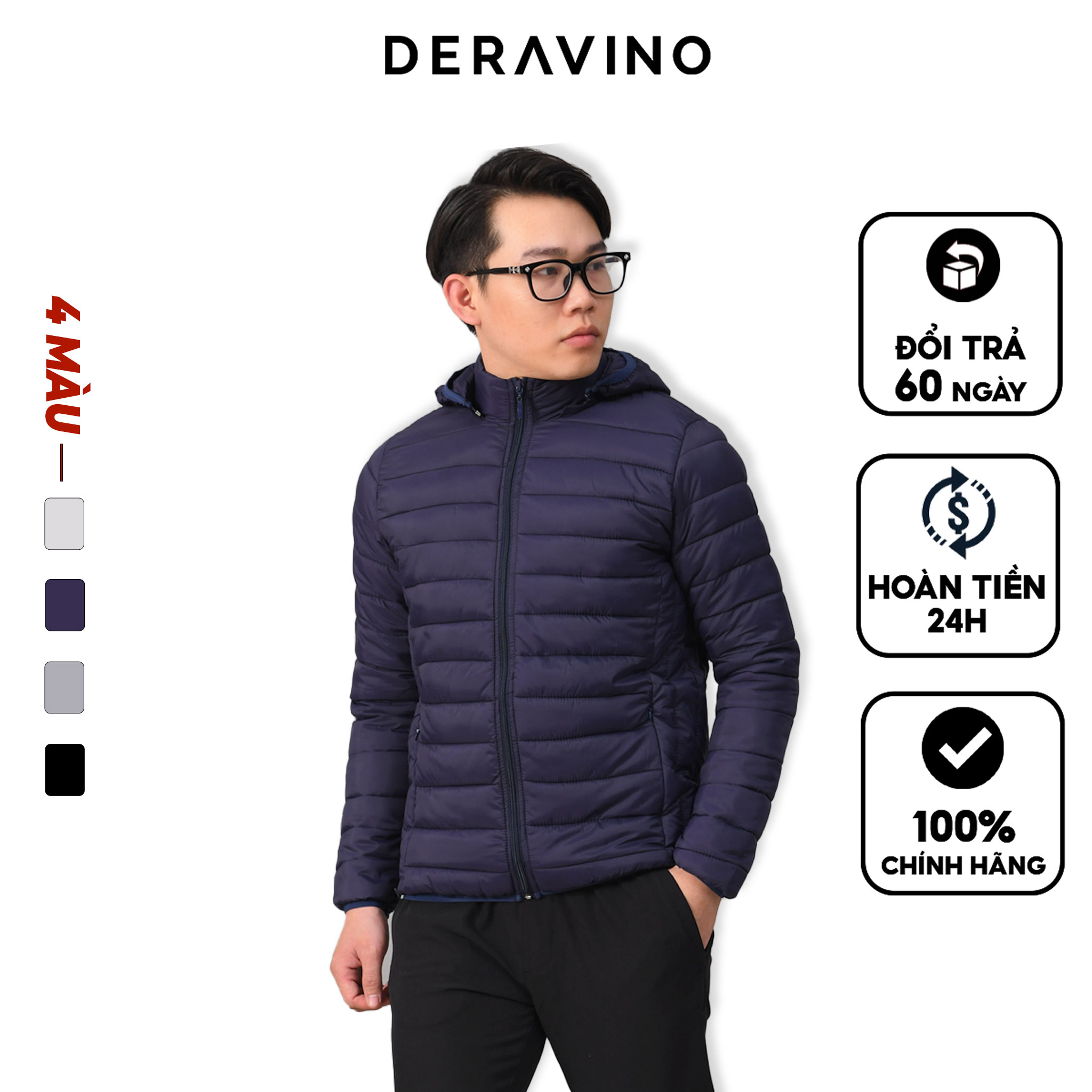 Áo phao nam cao cấp GPN2120, Trần Bông Siêu Nhẹ Như Lông Vũ, Chống Nước, Áo Dày Dặn Và Có Mũ Ấm Áp,